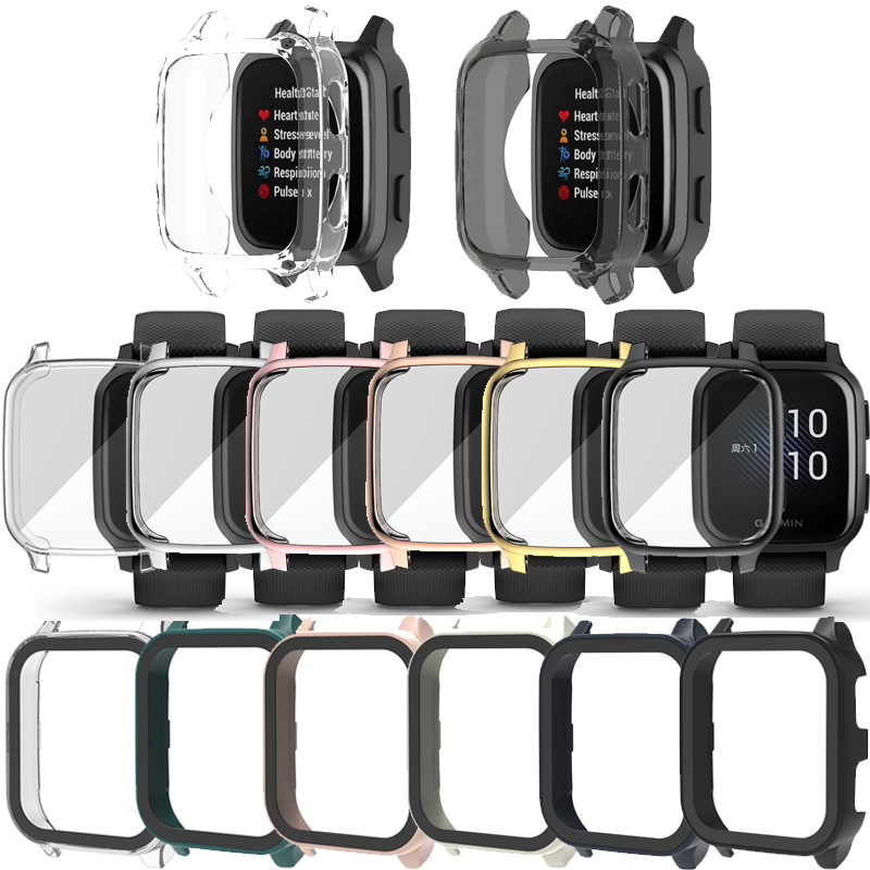 สําหรับ Garmin Venu Sq 2 PC shell กระจกนิรภัยป้องกันหน้าจอ TPU กรอบป้องกันกรณีป้องกันการตก