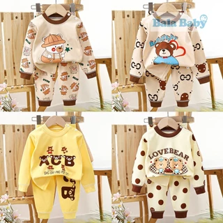 ชุดนอนแขนยาว ขายาว เสื้อผ้าเด็ก ชุดนอนกันหนาว ผ้าcotton Size73-110 cm CXT25