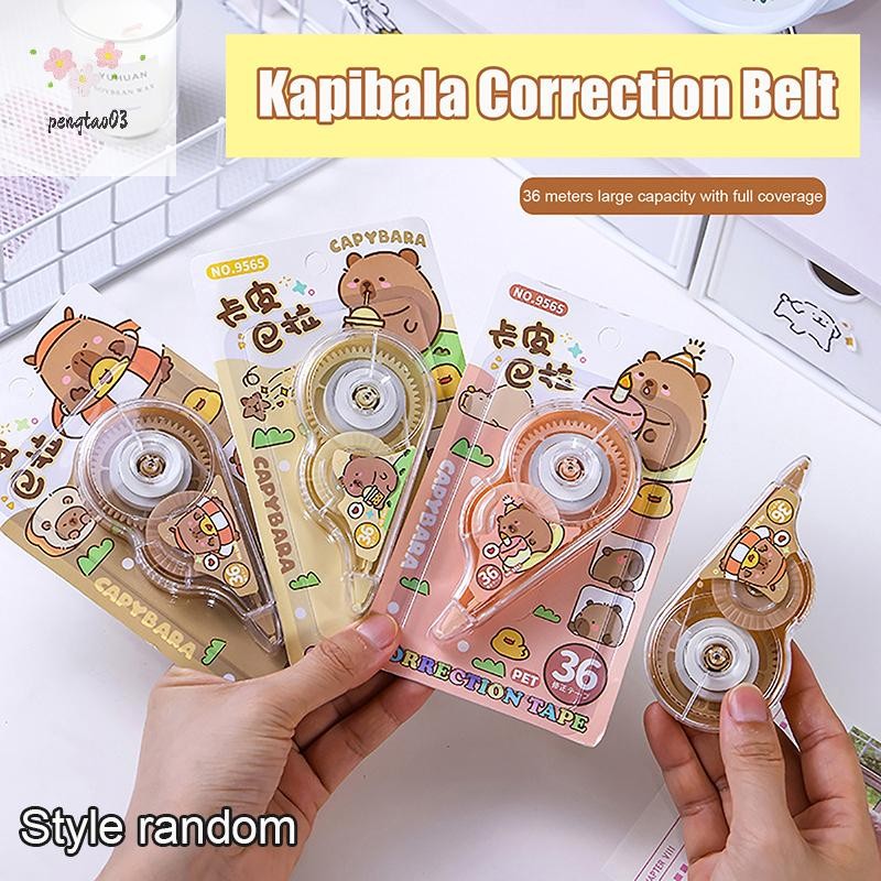 Pengtao03 น่ารัก Capybara การ์ตูนสีขาว Out Corrector เทปลบคําผิดสติกเกอร์ตกแต่งเครื่องเขียนของขวัญเครื่องเขียนนักเรียนอุปกรณ์สํานักงานใหม่