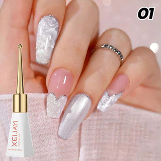 สีเจล6 ชิ้น ด้าย ยาทาเล็บหอยมุก สีทาเล็บเจล เชลล์ด้ายเล็บเจล กาวส่องไฟ Uv Led