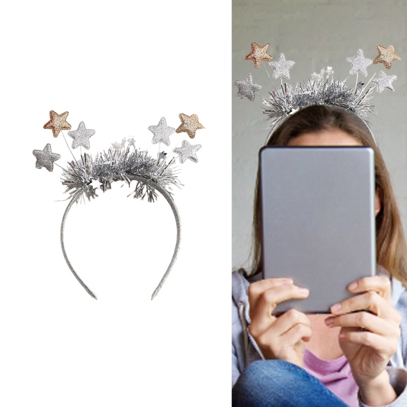 Wayle ที่คาดผมดาวคริสต์มาส Blingbling Stage Blingbling Headwear Star Christmas Party Props Star ปัจจุบันแถบคาดศีรษะ