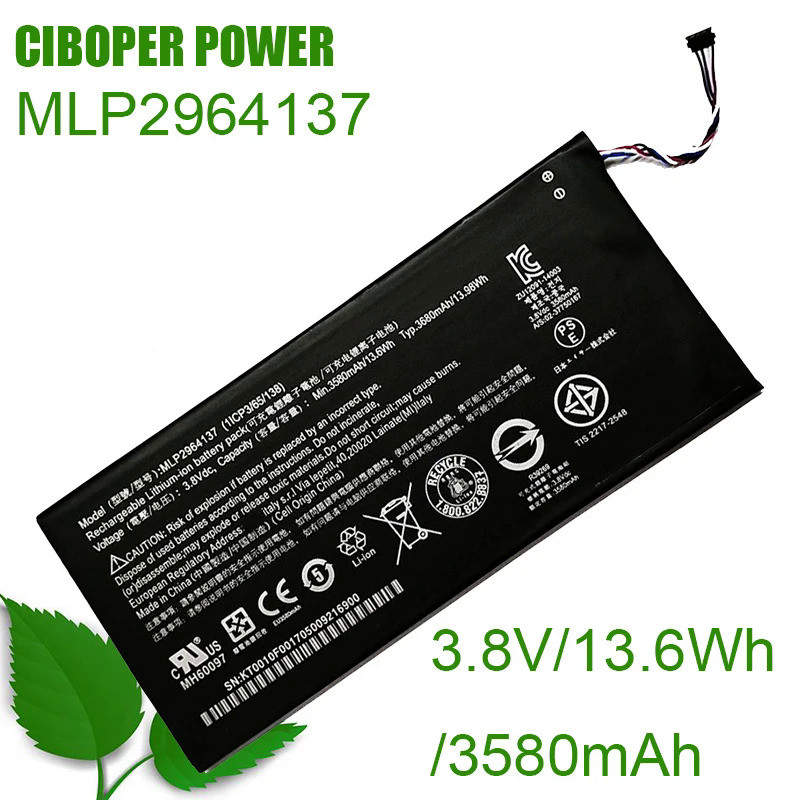 CP Genuine Tablet Battery MLP2964137 3.8V/13.6WH/3580mAh For  lconia One 7 B1-730 B1-730HD A1402 316