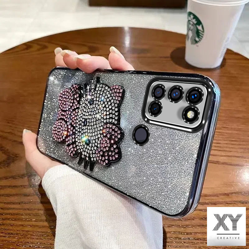 เคส Realme 7i Realme C17 หรูหรา ชุบแฟลช เคสโทรศัพท์เพชร KT Cat โปร่งใสป้องกันกันกระแทกกรณี เคสโทรศัพ
