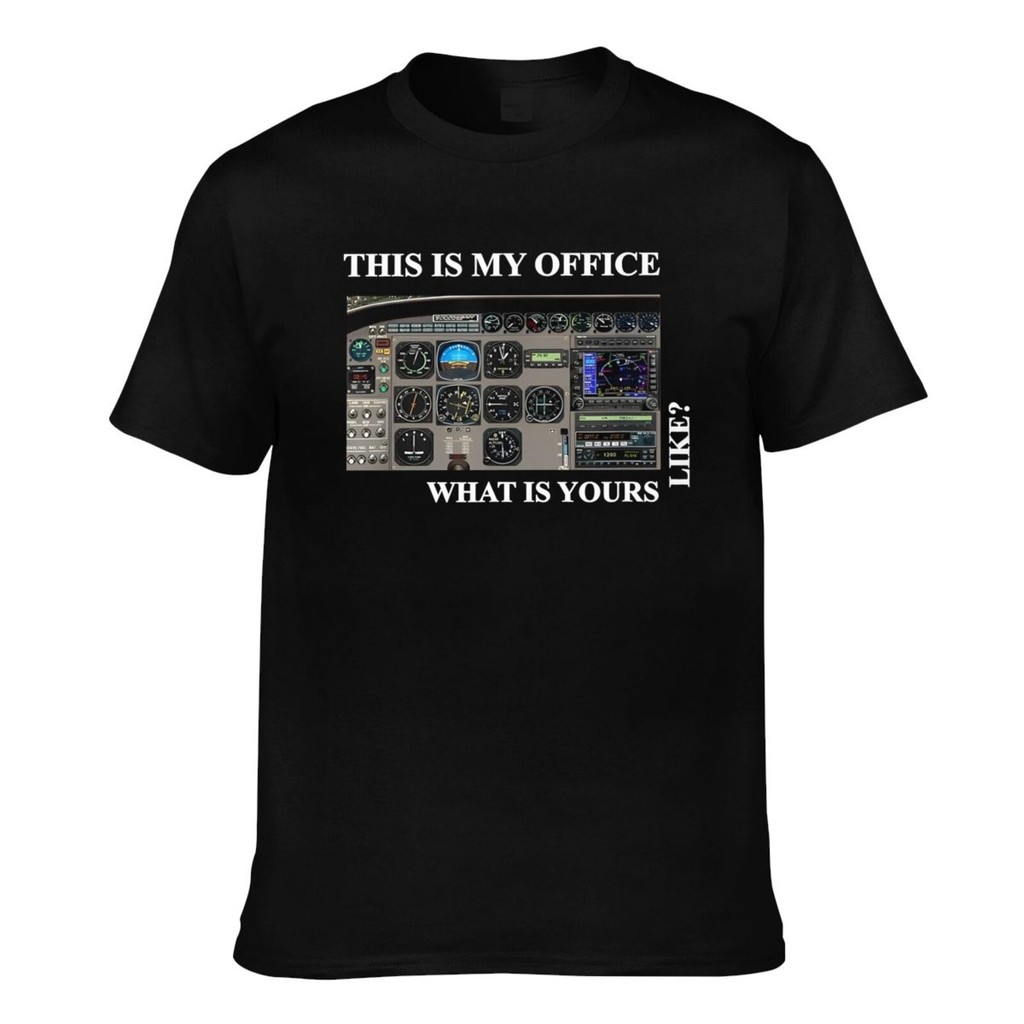 เสื้อยืดสั่งทําผู้ชาย Aviation Pilot Cessna 172 Cockpit