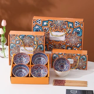 ชุดชามเซรามิก ลายใหม่ 2025 พร้อมตะเกียบ เซ็ตของขวัญ ที่ระลึกเพ้นท์ลายสวยๆ 🎁พร้อมส่ง