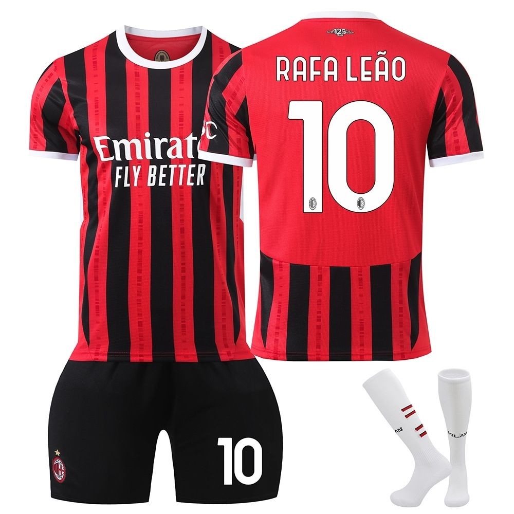 2425ac Milan Home Jersey No. 9 เกลู เบอร์ สิงห์ 10 ตัว เบอร์ 11 พิซิฉี เบอร์ 19 เสื้อฟุตบอลเทโอ