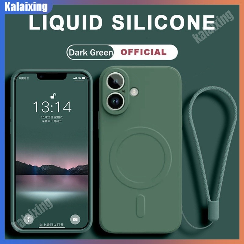 Matte Liquid Case สําหรับ iPhone 16 16Plus 16 Pro Max 15 Pro 15Pro Max เคสโทรศัพท์ซิลิโคนแม่เหล็กเดิมอย่างเป็นทางการ Soft Candy กล้อง Protector ฝาหลัง