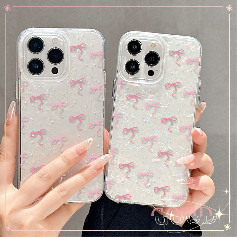 GOOD พรีเมี่ยม Pei แม่ ยิงเรเดียม ลายเปลือกหอย ใช้กับ เคสไอโฟน for 11 12 13 14 15PRO MAX XR/XS XSMAX 7PLUS/8PLUS โบว์