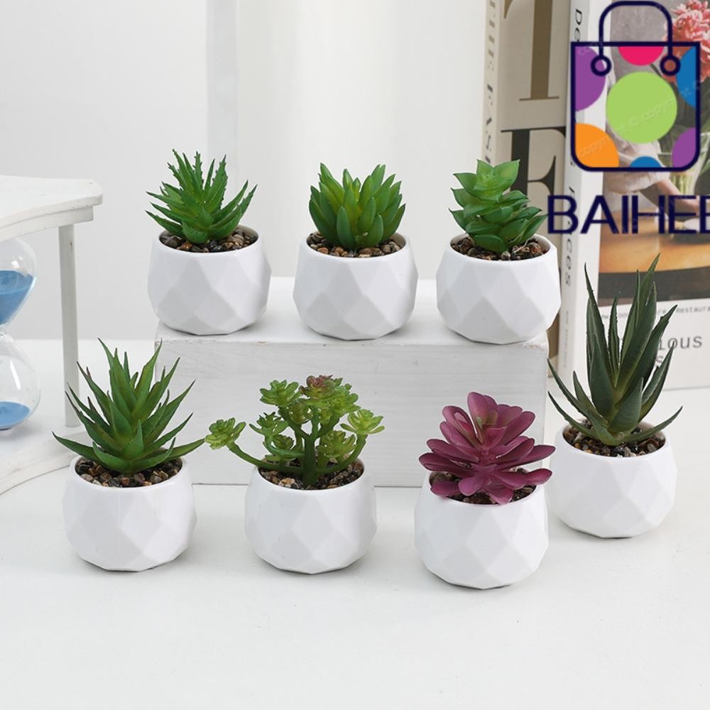 Baihee ประดิษฐ์ Succulent, กระบองเพชรเอเวอร์กรีน Succulents บอนไซ, จําลองพลาสติกปลอมพืชกระถางต้นไม้ขนาดเล็กบ้าน
