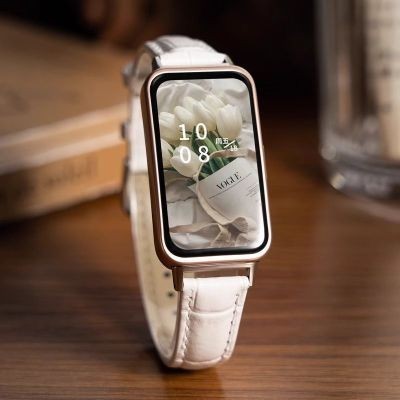 สําหรับ Samsung Samsung Galaxy Fit3 SM-R390 Thin Bamboo Stripe สายหนังแฟชั่นบุคลิกภาพ Retro Quick Release Strap