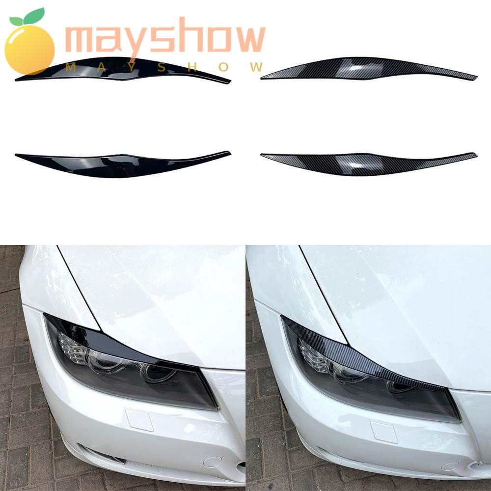 Mayshow รถฝาครอบเปลือกตา,สีดําเงาการปรับเปลี่ยนภายนอกไฟหน้าคิ้ว,ทนทาน ABS Ultra-light ไฟหน้าสติกเกอร์ Hood สําหรับ BMW 3 Series E90 E91 2005-2012