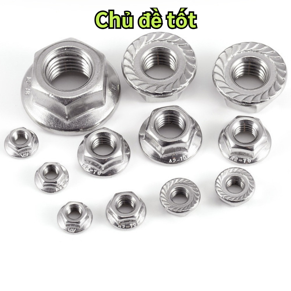 [YTH1] หัวน็อต ตัวเมีย ติดแหวน สแตนเลส 304 เกลียวมิล หยาบ / Hexagon Flange Nut /w Serration SUS304 M8 M10 M12 M14 M16