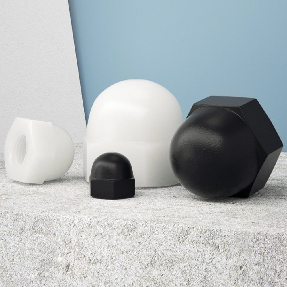 [BY-TH-W] M3M4M5M6M8M10M12 Hexagon Domed Cap Nut Nylon Plastic /หัวน็อต หมวก ไนลอน พลาสติก ตัวเมีย เกลียวมิล