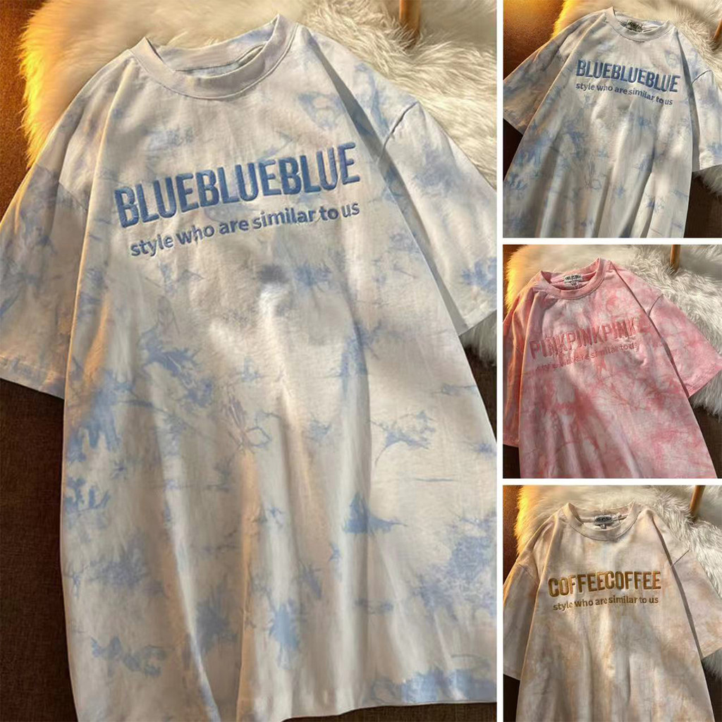 เสื้อยืดคู่รักลายปักตัวอักษร