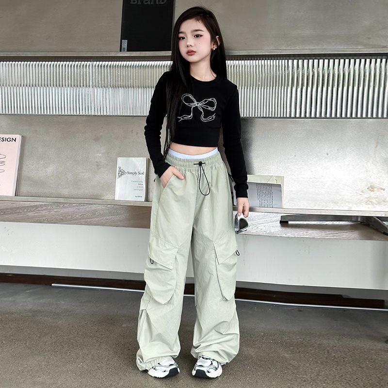 【สปอต】 3-14 ปี ชุดสำหรับสาว , เสื้อผ้าฤดูใบไม้ผลิและฤดูใบไม้ร่วงสำหรับเด็ก , ชุดกีฬาหลวมแฟชั่นสำหรับสาว ๆ , กางเกงทำงานสำหรับเด็ก , ชุดสูทสำหรับเด็ก