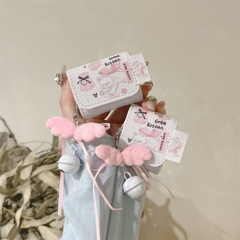โบว์สีชมพูแมวสําหรับ Airpods 1/2 3 Pro2 pro3 Airpods4 ชุดหูฟังไร้สายบลูทูธป้องกันกรณี AirPods Pro i3 i4 pro3 หูฟังป้องกันกรณี