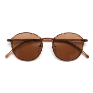 Niche Fine frame แว่นกันแดดโพลาไรซ์พีซีเกาหลี uv400 แว่นกันแดดผู้ชายและผู้หญิงอินเทรนด์ Retro TR90 ตาข่ายแสงสีแดงกระจกธรรมดา
