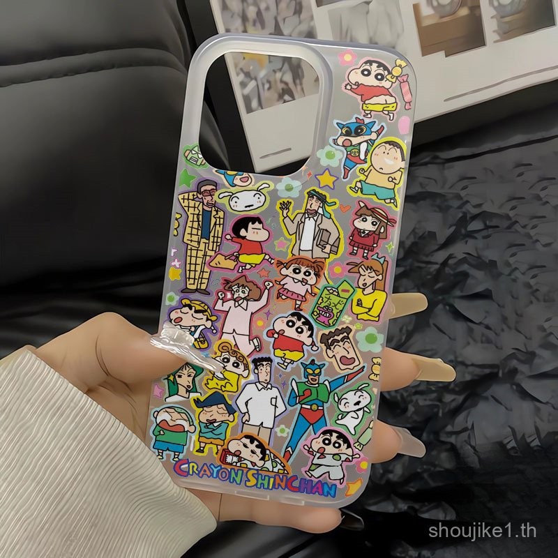 ตัวละครเคลื่อนไหวในเครยอนชินจังกรณีโทรศัพท์สำหรับ iPhone 11 13 14 15 12 PRO MAX x XR XS MAX 7 8 6วินาทีบวก SE 2020 F rosted อัลตร้าบางกันกระแทก TPU ล้างปกหลัง