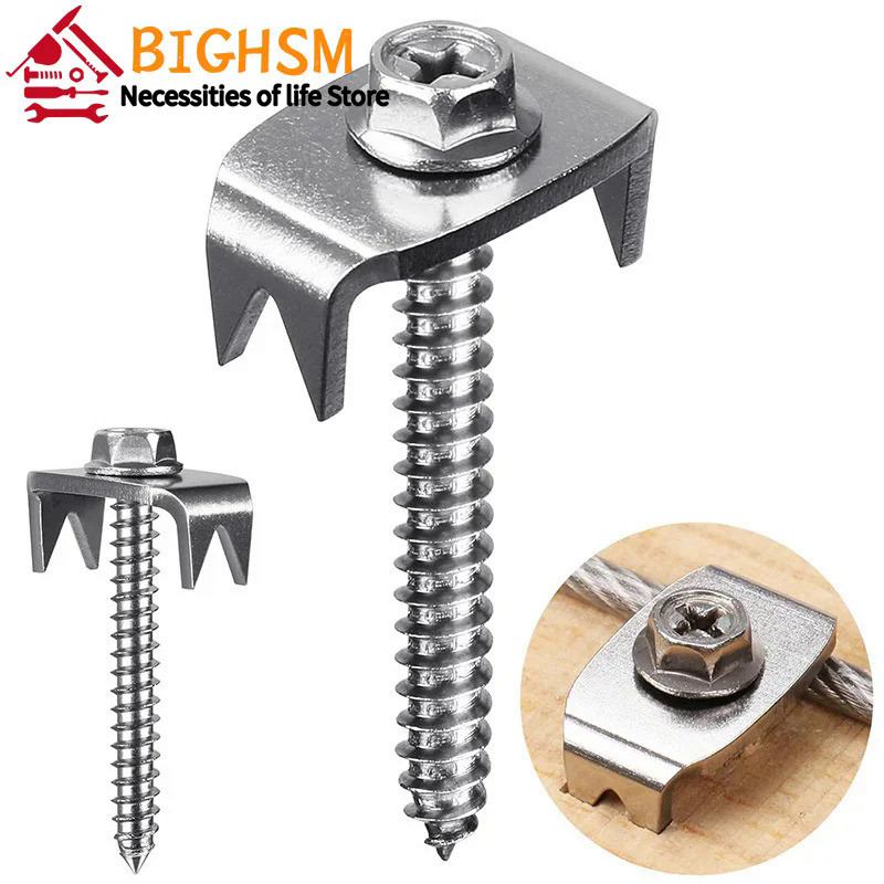 50pcs Fence Staples,Fence Nails For Softwood, Reusable Wire Fence Staples Screws For Mesh & Woven Fe