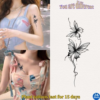 ฝันผีเสื้อรูปแบบสักสาวเซ็กซี่แขนพืชสักสติกเกอร์รอยสักกันน้ํา…