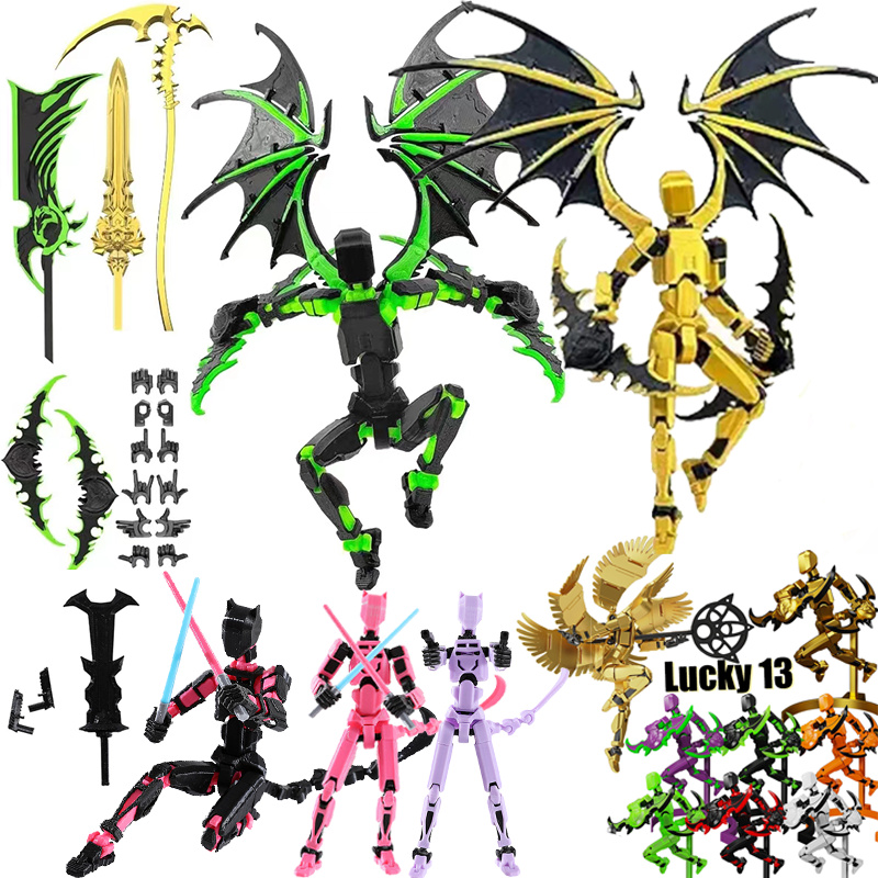 ใหม่ 3D พิมพ์ Dummy Action Figure Lucky 13 Death Vs Angel ต่อสู้ Duel DIY หุ่นยนต์ของเล่นประกอบรุ่นของเล่นเด็ก
