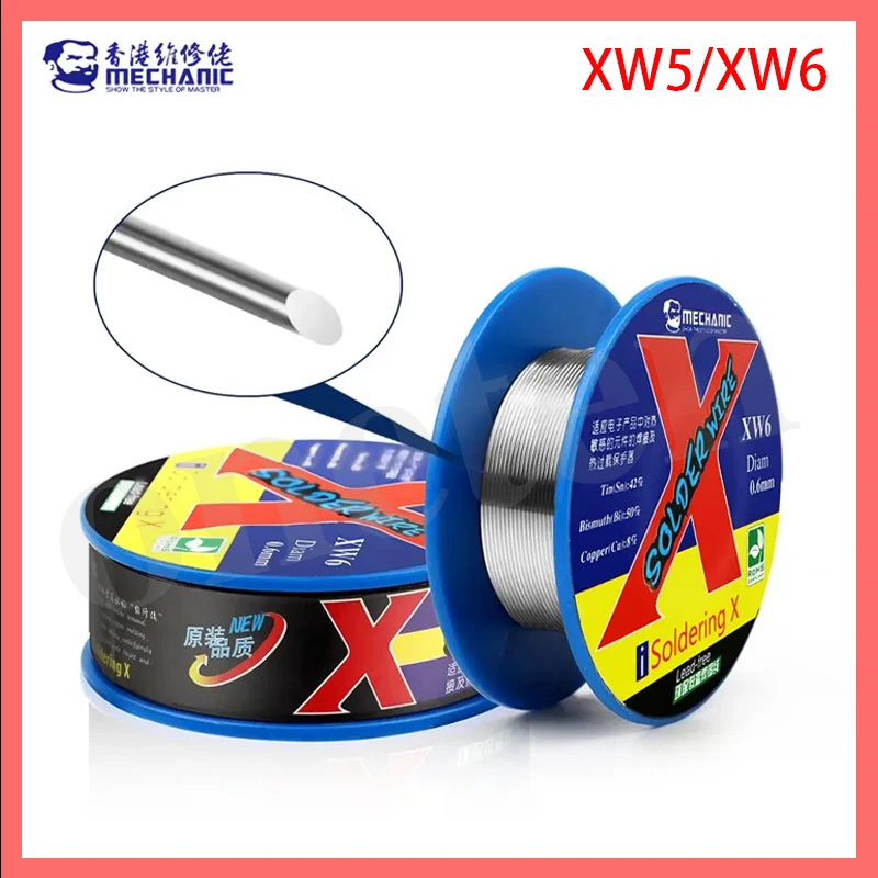 Mechanic XW5 XW6 0.5/0.6mm 50g 138℃ จุดละลายต่ําลวดบัดกรีความบริสุทธิ์สูงไร้สารตะกั่วเหมาะสําหรับเครื่องมือบัดกรีซ่อมโทรศัพท์