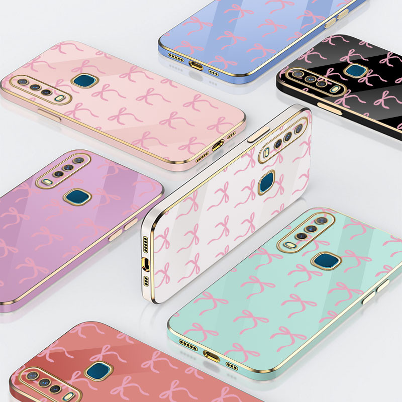 สวยสีชมพูโบว์โบว์สําหรับ Huawei nova 3i nova 5t P30 Pro Y6P Y9 2019 Y9 Prime 2019 Y7 Pro 2019 ปฏิบัติฤดูใบไม้ร่วงและตะขอหลักฐานเคสโทรศัพท์