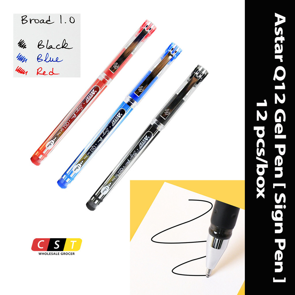 ปากกาเจล Astar Q12 [ ปากกาป้าย ] 12 ชิ้น/กล่อง