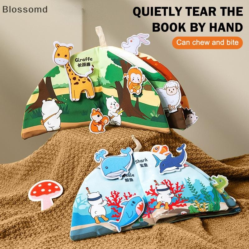 Blossomd Baby Early Education หนังสือผ้า 3D Touch Interactive Book Anti-Tear ของเล่นหนังสือ Montessori Sensory ของเล่น 0-6 เดือนทารกใหม่