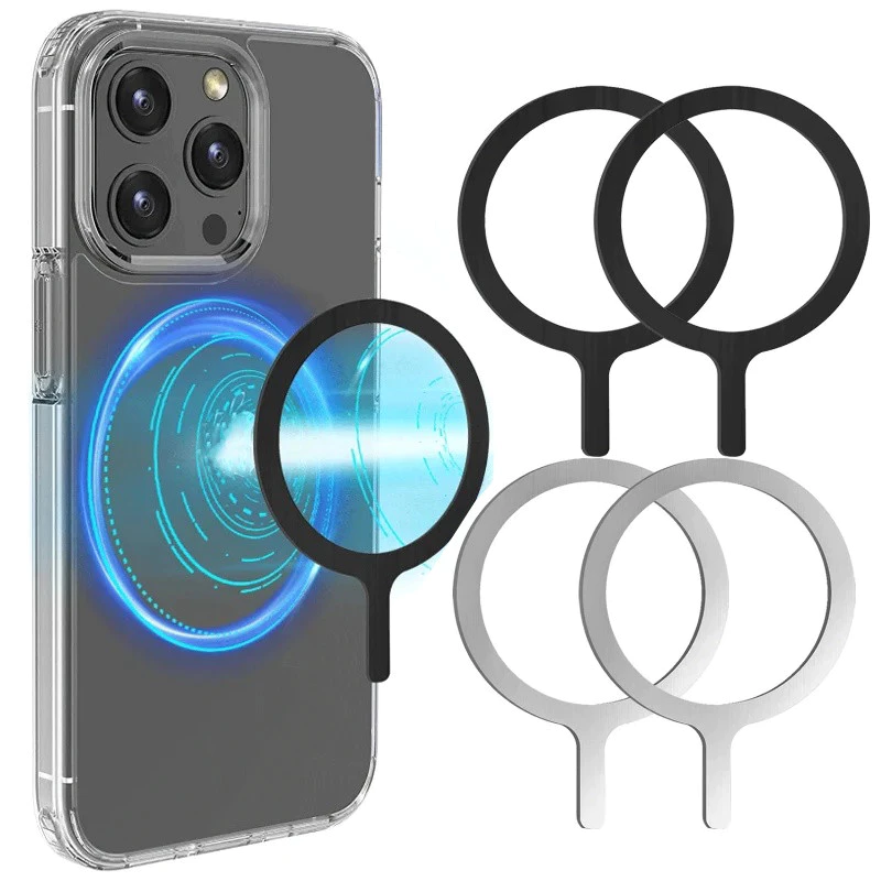 แหวนแผ่นโลหะแม่เหล็กสแตนเลสบางเฉียบ - สติ๊กเกอร์แผ่นเหล็กชาร์จไร้สาย Magsafe - อุปกรณ์เสริมโทรศัพท์สากล