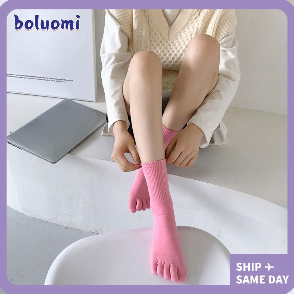 Bolumi ถุงเท้าแยกนิ้วเท้า, ถุงเท้าห้านิ้วผ้าฝ้ายแท้สีสดใส, การดูดซับเหงื่อ Breathable Netheerstock Motion