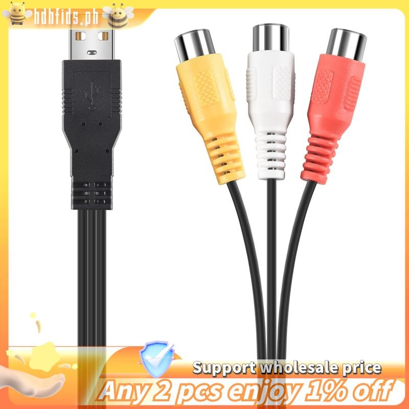-1Pc Usb Male Plug to 3 Rca Female Adapter Audio Converter Video Av A/V สาย Usb To Rca สําหรับ Hdtv 