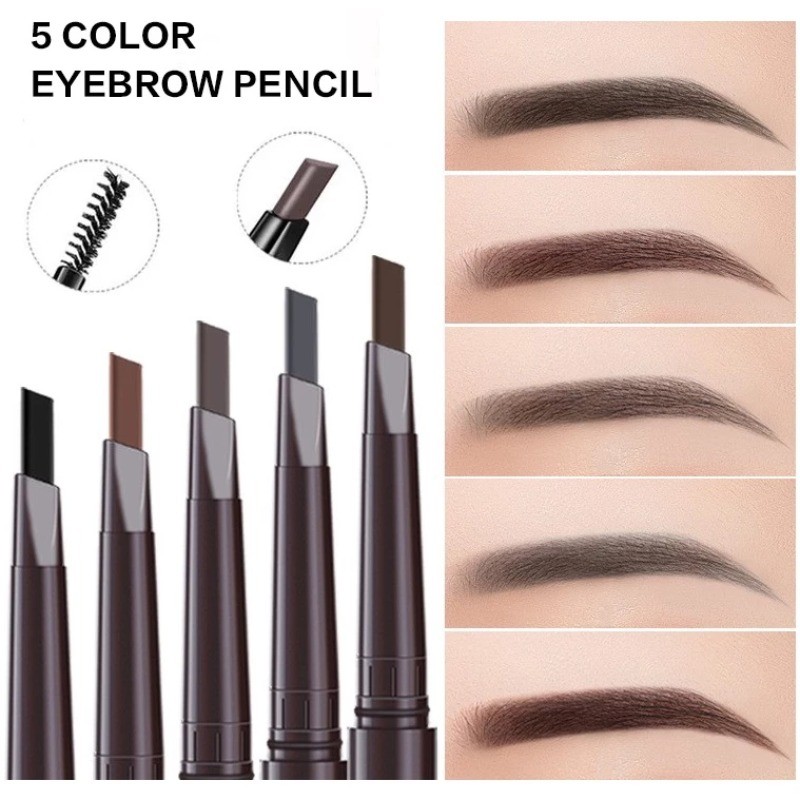 5 สี Double Head Eyebrow Pencil กันน้ํา weat-proof Dyeing Eyebrow Pen แปรงคิ้ว Long-Lasting Eye Brow Tint ดินสอ