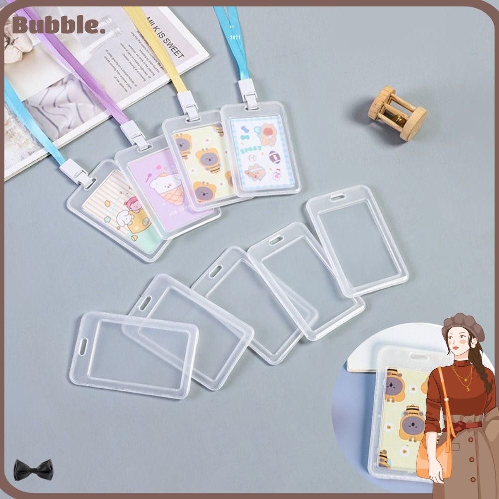 ปลอกการ์ด ฟอง, ที่ใส่บัตรแบบใสพลาสติก, พร้อมที่ใส่บัตร รหัส นักเรียนเชือกเส้นเล็ก