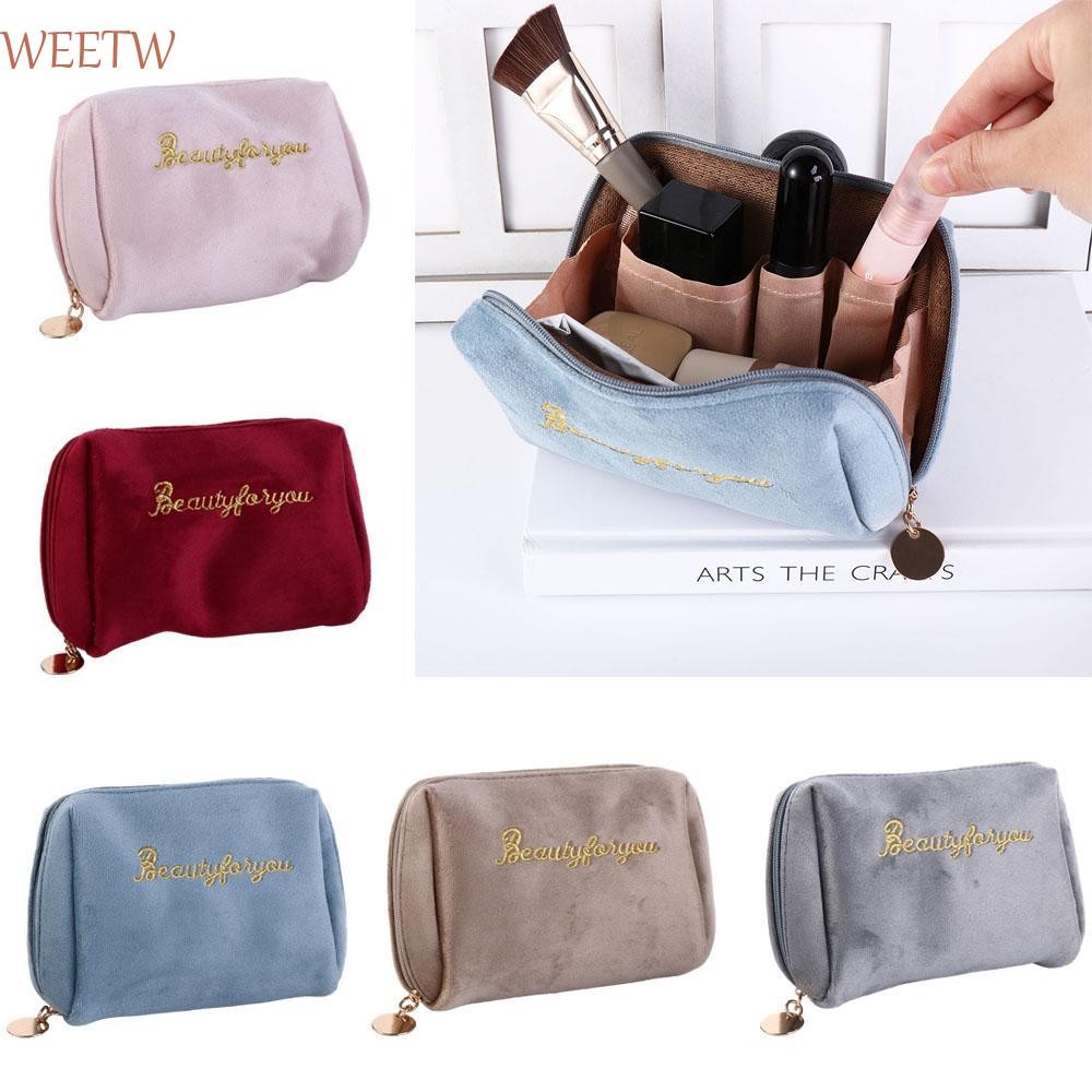 Weekw Velvet Makeup Bags Portable Zipper Mini Lipstick Pouch