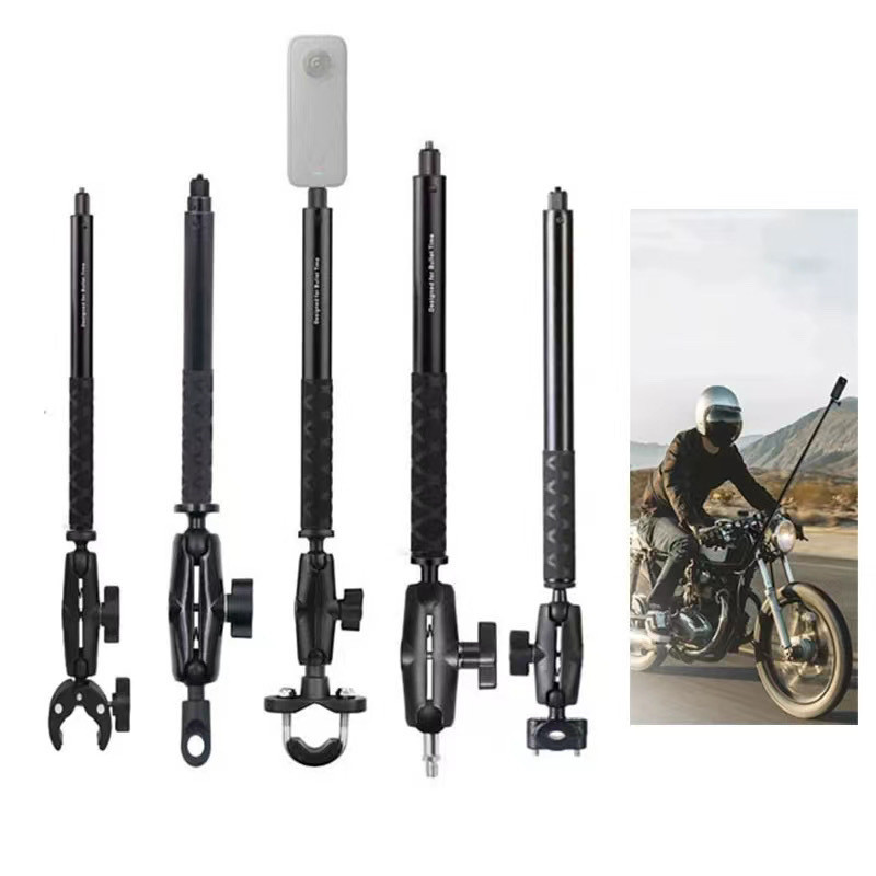 เหมาะสําหรับ Insta360/gopro กล้องรถจักรยานยนต์ Guardrail คงที่ Selfie Extension Rod ขี่ Strong คลิปวงเล็บ