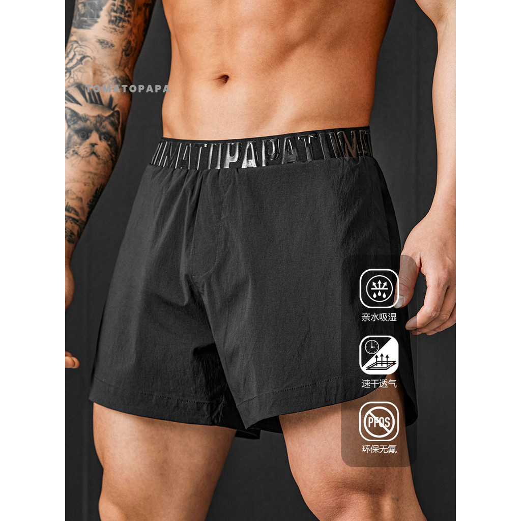 กางเกงกีฬาขาสั้นผู้ชาย มะเขือเทศ-เอวซิลิโคนแฟชั่นที่ไม่ซ้ํากันกางเกงชายหาดกันน้ําด้านข้างเปิดด้านข้างระบายอากาศเย็นออกกําลังกายกางเ