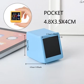 SHAR สมาร์ท 4.5x4x3 ซม.นาฬิกา,แบบเต็มหน้าจอ Gif Animation Lectronic อัลบั้มสถานีพยากรณ์อากาศ, Creative Multifunctional พลาสติก WiFi Mini นาฬิกาตั้งโต๊ะบ้าน