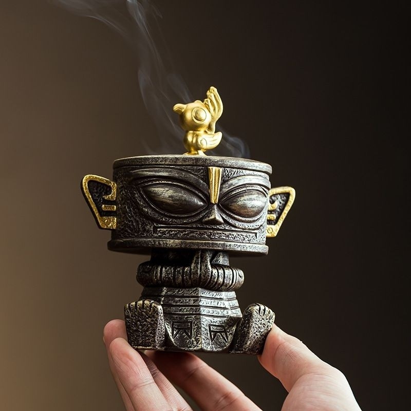 Samsung Creative กระถางธูปในร่มขนาดเล็กมงคลแผ่นเมฆกระถางธูปเงิน Fortune Mini Hollow กระถางธูปเครื่องประดับ Incen