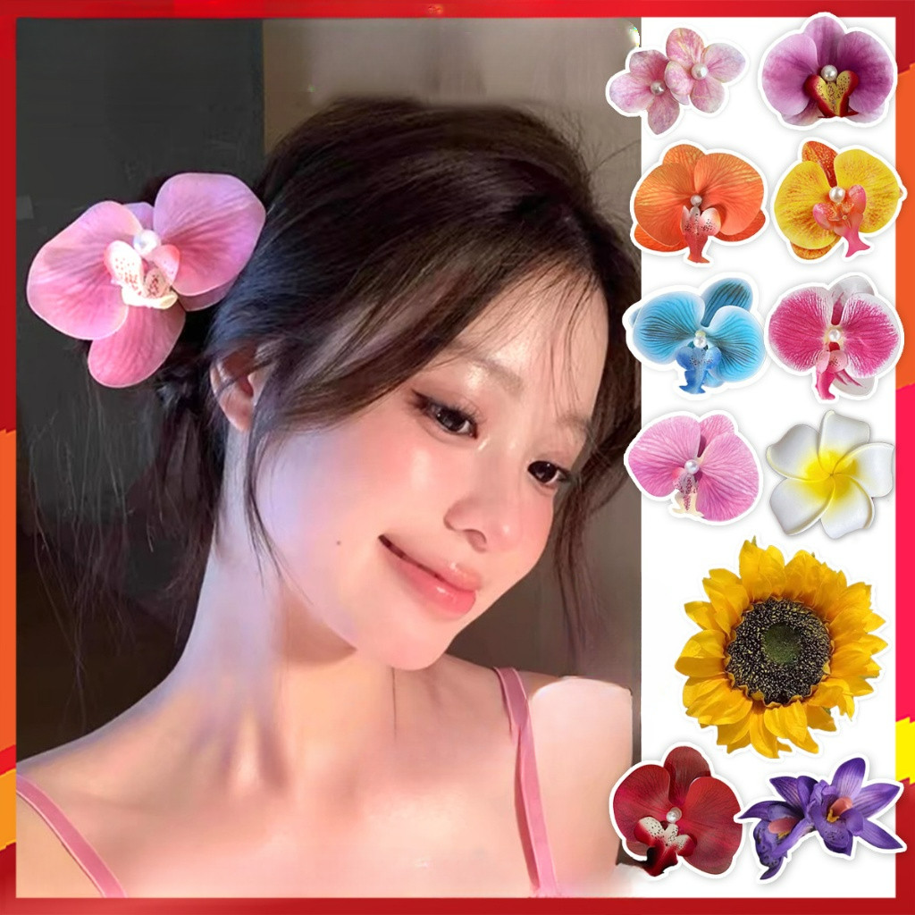 กิ๊บดอกไม้ กล้วยไม้ ชบา กุหลาบ GFไทยพร้อมส่ง หลายสี (ส่งจากกทม.)