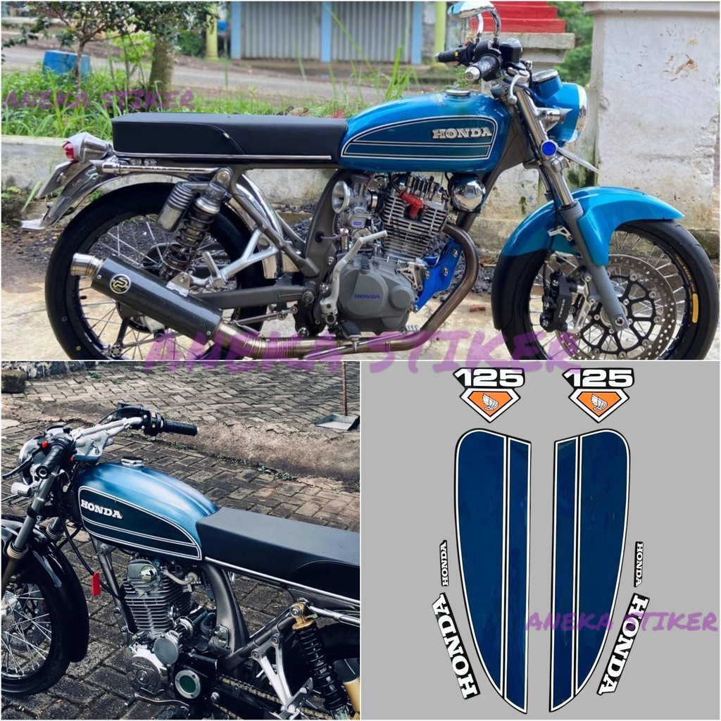 Old School Honda CB 125 CB125 สติ๊กเกอร์ Striping สีน้ําเงินเข้ม ทั้งชุด
