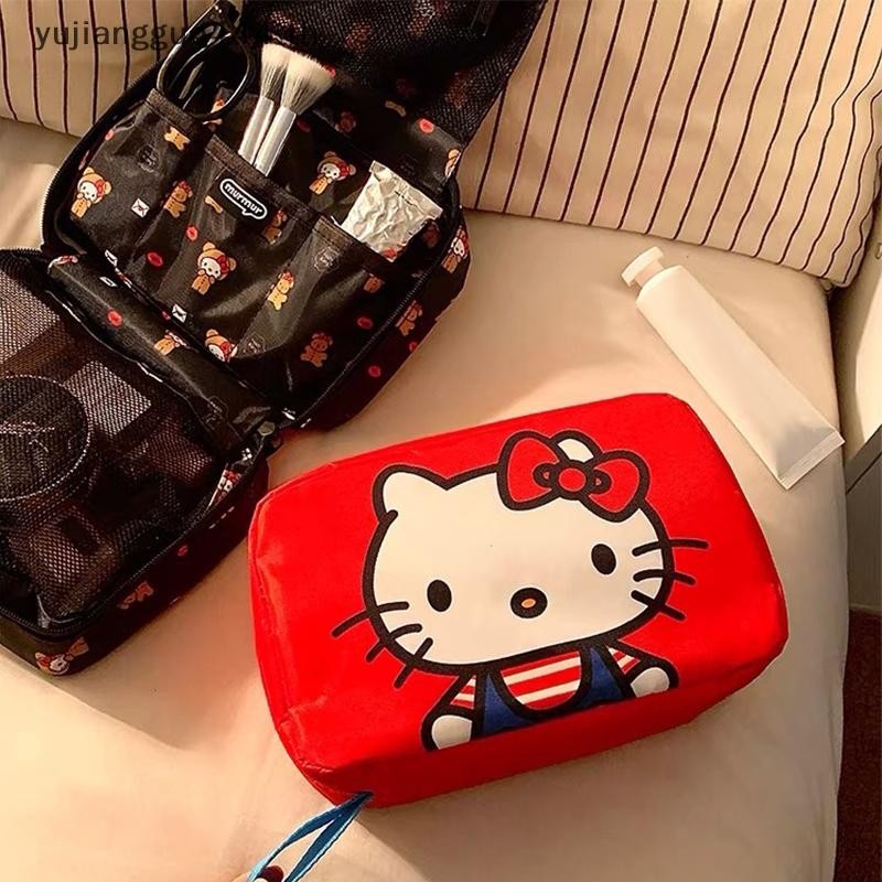 # yuyu # Sanrio Hello Kitty กระเป๋าเครื่องสําอางแบบพกพาพับกระเป๋าเดินทางอุปกรณ์อาบน้ํากระเป๋าเก็บของ