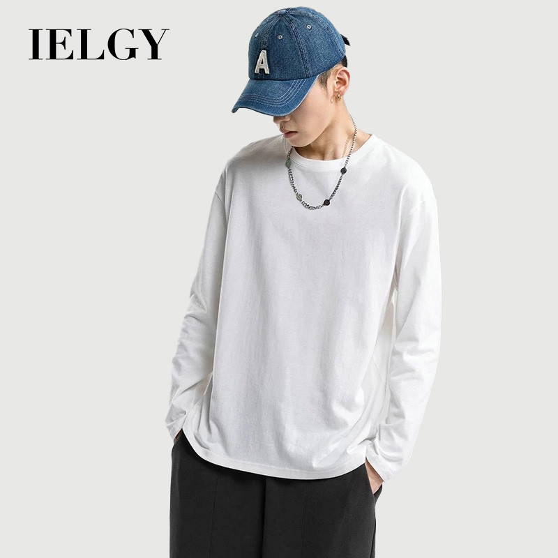 เสื้อยืดแขนยาวผู้ชายสไตล์ใหม่ คอกลม ทรงหลวม