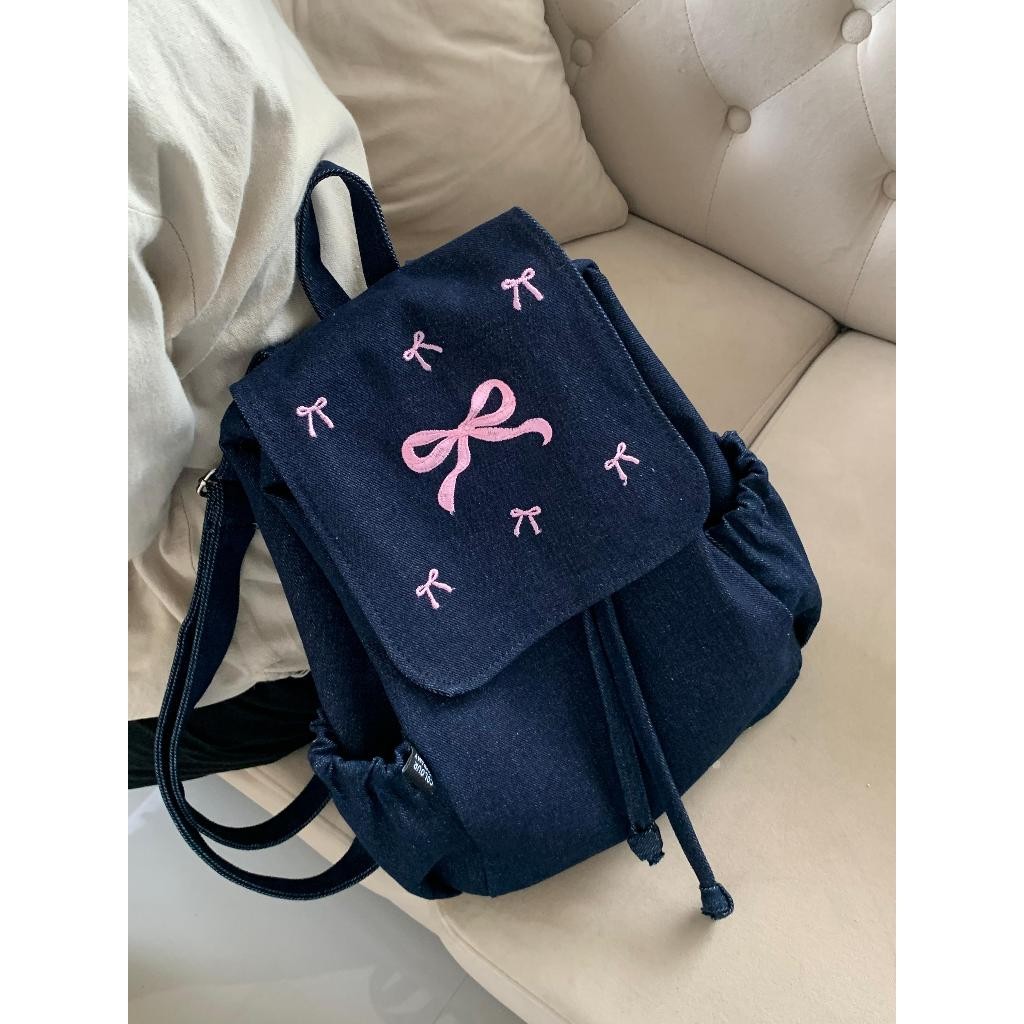 ALBAXSTORE (สหาย) Rhapsody Ribbon Denim Backpack
