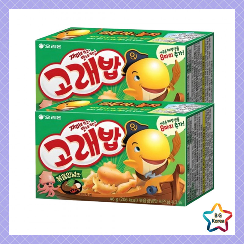 Orion Whale Snack Stir-fried Seasoning 46g x 2 Packs / Korean Spicy Seafood Puff Snack / Gochujang F