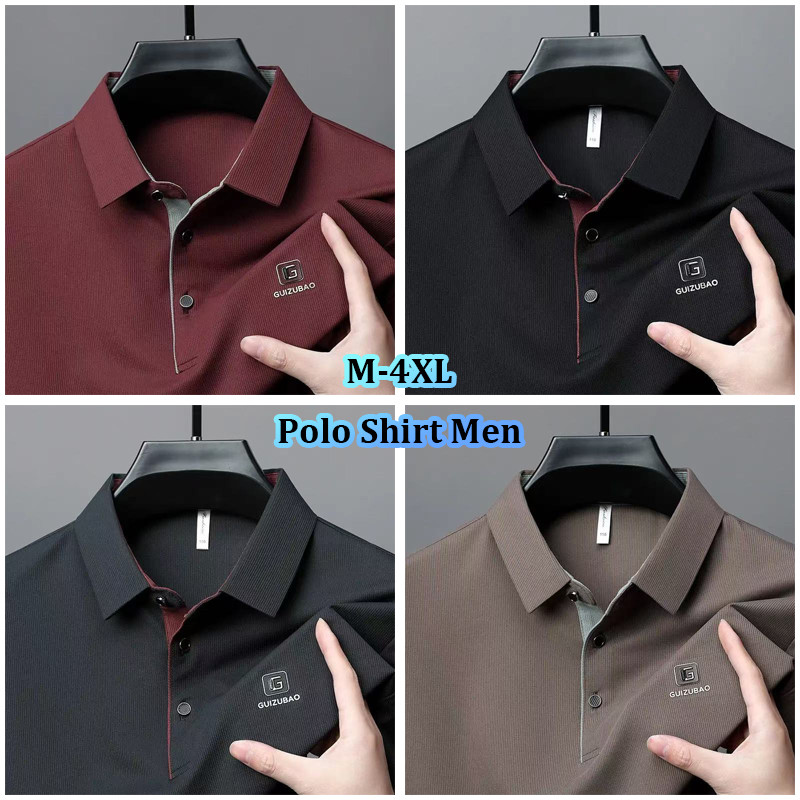 เสื้อโปโลพิมพ์ลายโอเวอร์ไซส์ M-4XL สำหรับผู้ชาย 4 สี แฟชั่นฤดูร้อน ระบายอากาศได้ดี แขนสั้น เสื้อโปโลคอปกผ่าครึ่ง
