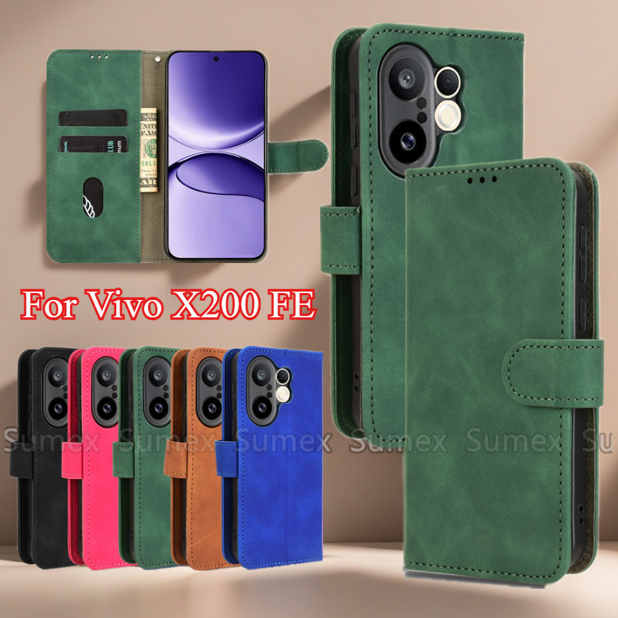 ฝาครอบหนังสําหรับ Vivo X200 FE Pro Mini Ultra 5G เคสโทรศัพท์กันกระแทก Anti Fall Stand Holder กระเป๋า
