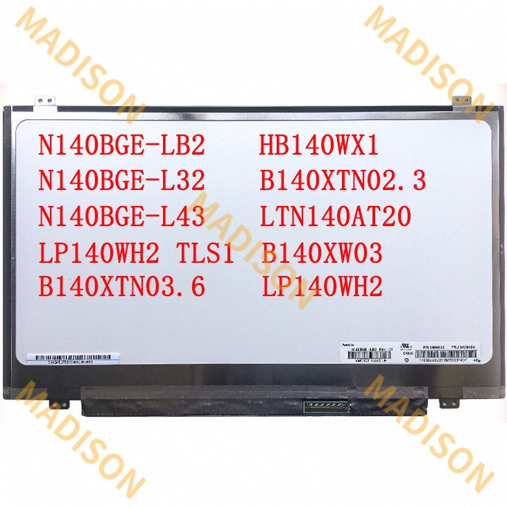 จอแสดงผล LCD ขนาด 14 นิ้ว 40 พิน N140BGE-LB2 N140BGE-L32 lp140wh2 tls1 b140xtn03.6 b140xw03 b140xtn0