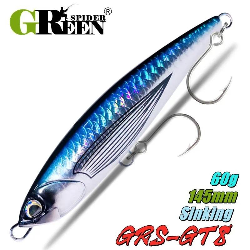 .GREENSPIDER 145 มม. 60 กรัม เหยื่อตกปลาระบบจมน้ำ ออกแบบเป็นเส้นตรง สำหรับการตกปลาทะเลและทูน่า