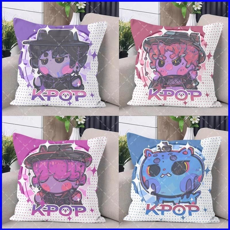 LF1 KPop Demon Hunters HUNTR/X Saja Boys โยนหมอนรวมปลอกหมอนสองด้านเบาะ FL1